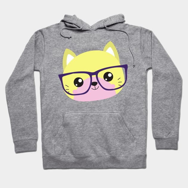 Hipster Cat, Cat With Glasses, Kitten, Cute Cat Hoodie by Jelena Dunčević